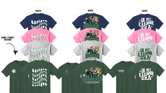 Karigon Elementary School - ADULT Short sleeve Shirt - Variety of Designs and Colors