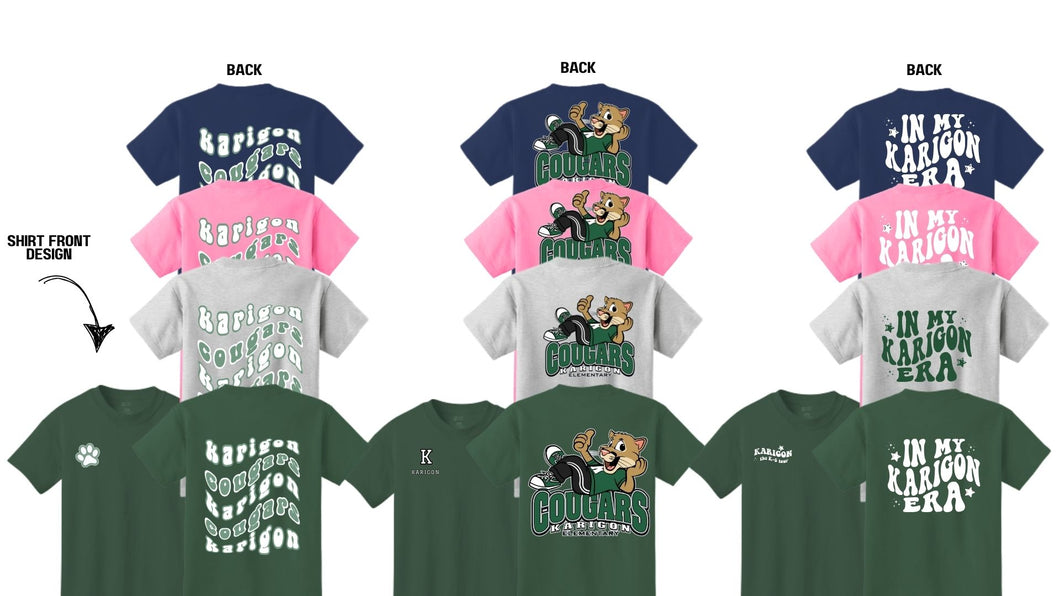 Karigon Elementary School - ADULT Short sleeve Shirt - Variety of Designs and Colors