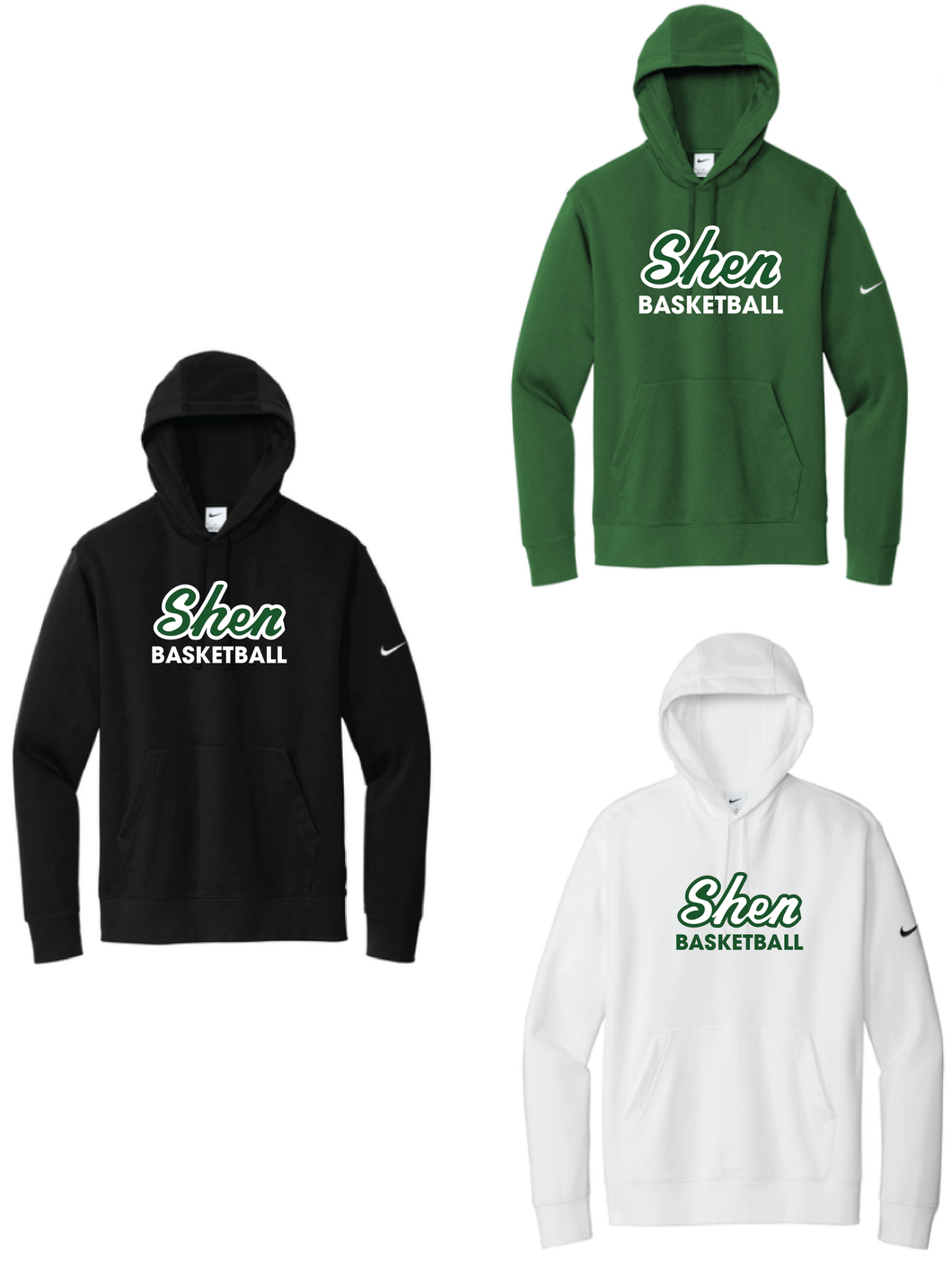 Shen Boys Basketball Nike Club Fleece Sleeve Swoosh Pullover Hoodie